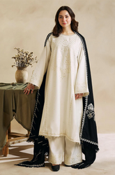 ZARA SHAHJAHAN - Winter 3Pcs Dhanak Embroidered Suit - SU0059